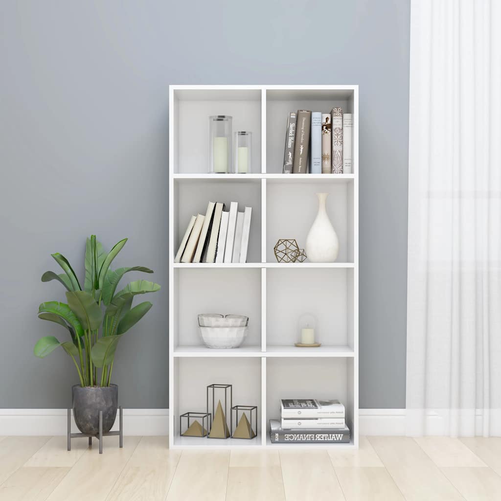 Vidaxl boekenkast dressoir 66x30x130 cm bewerkt hout hoogglans wit
