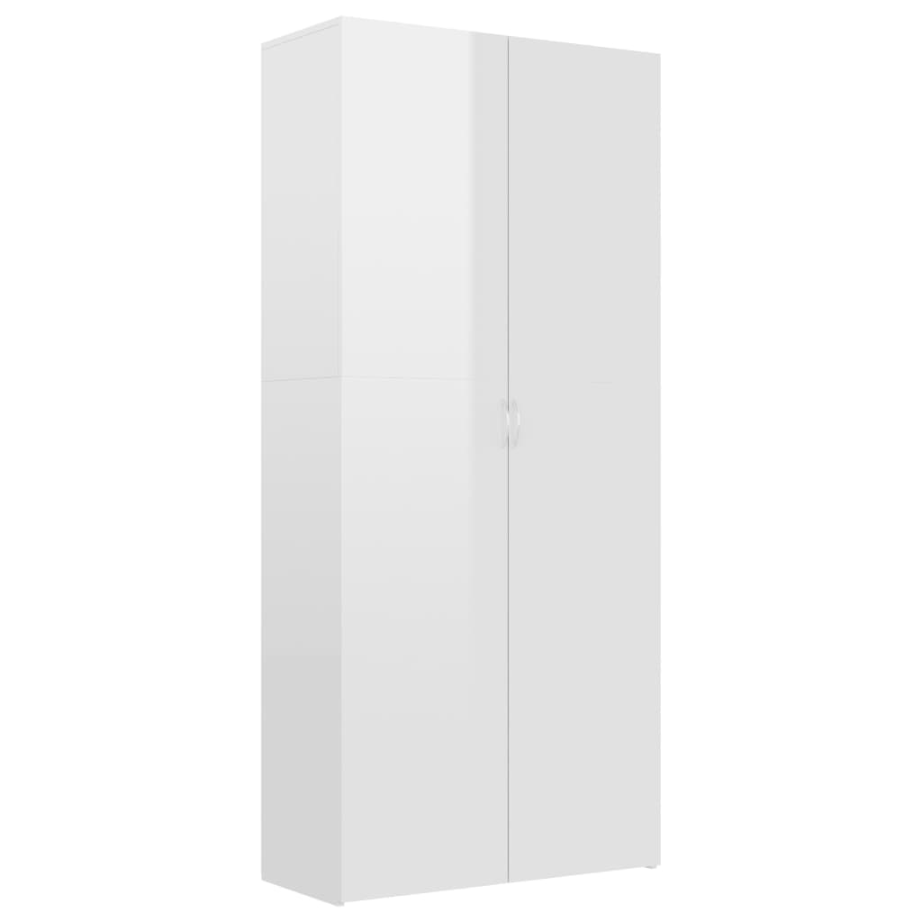 Vidaxl Cabinet da scarpe 80x35.5x180 cm Bianco lucido in legno trasformato