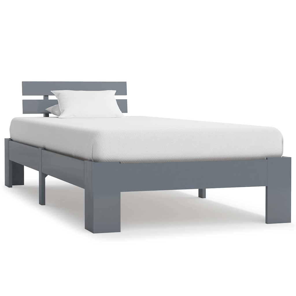 Vidaxl bedframe massief grenenhout grijs 90x200 cm