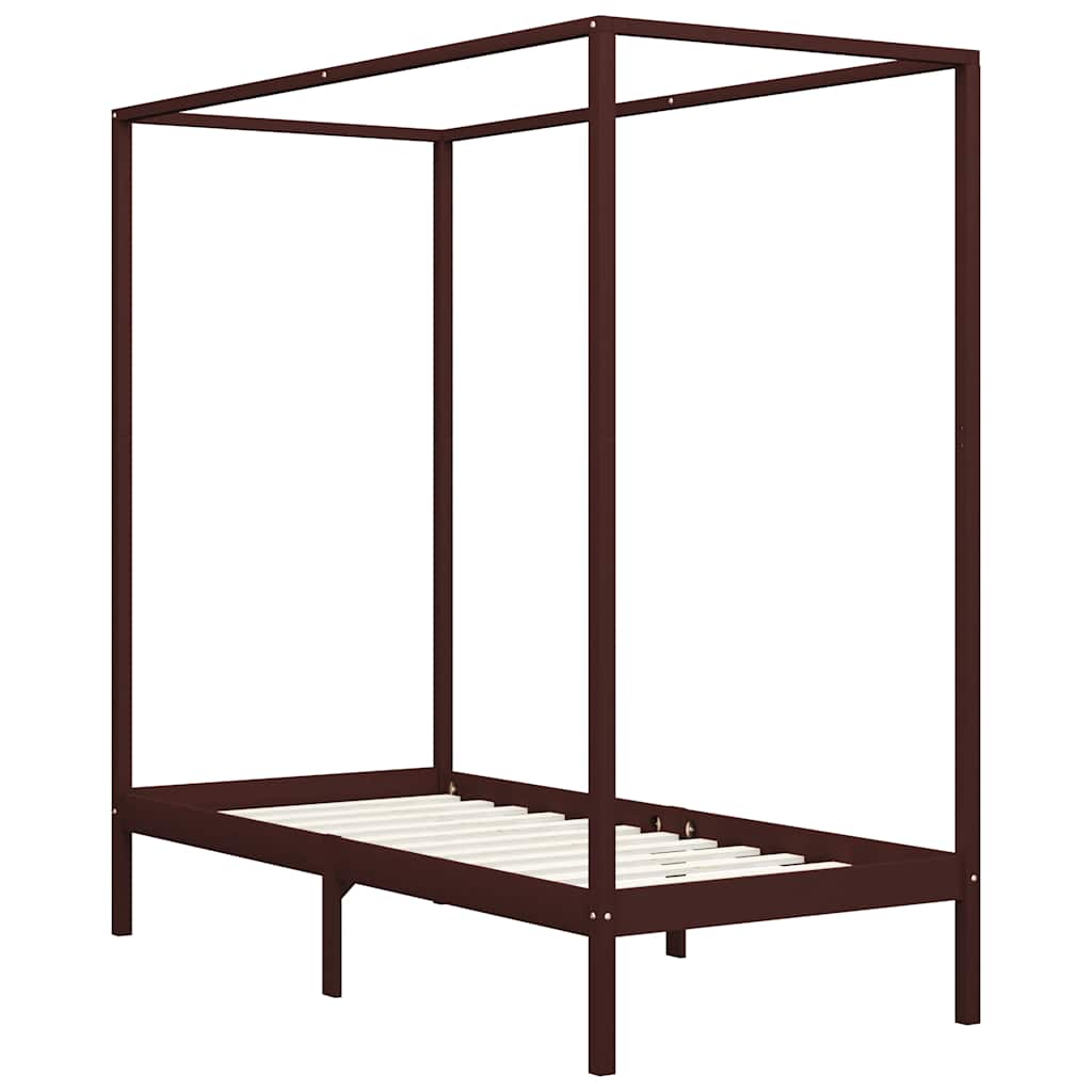 Vidaxl hemelbedframe massief grenenhout donkerbruin 90x200 cm