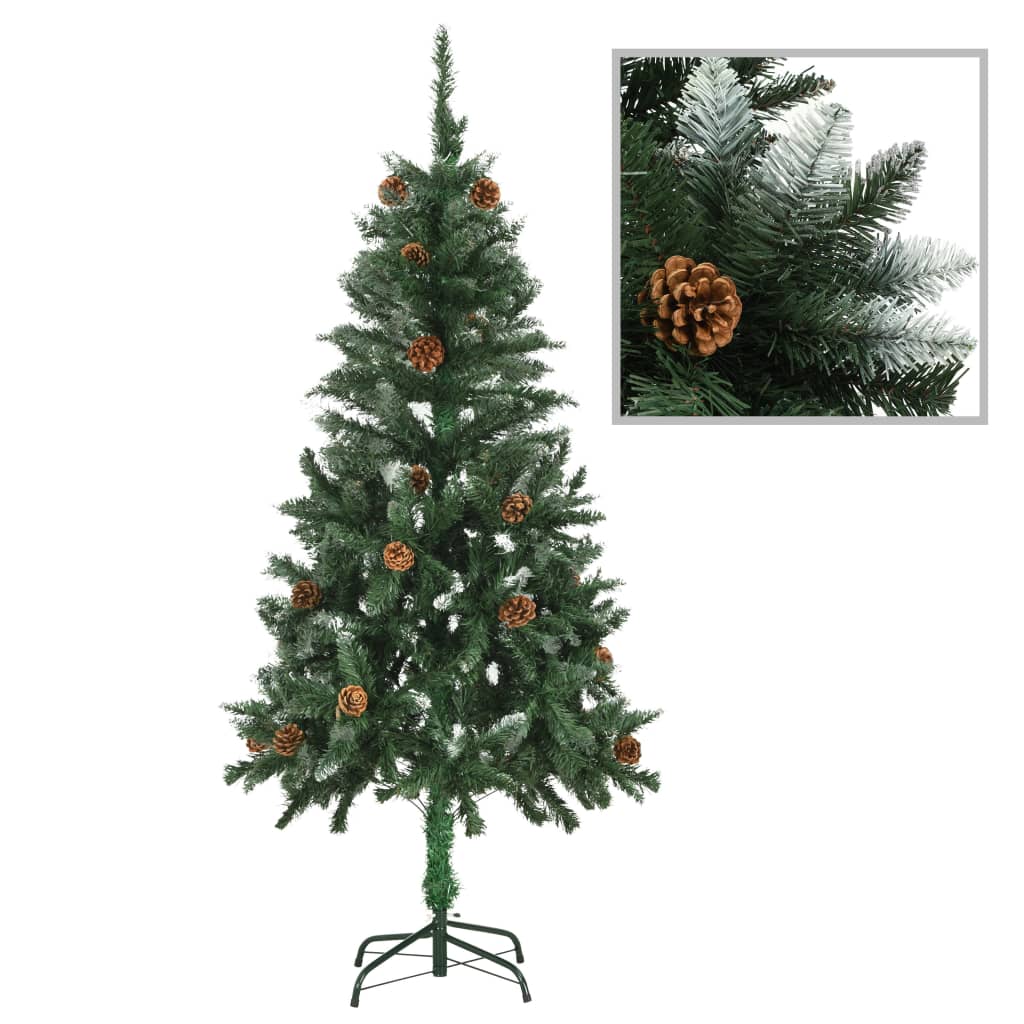 Vidaxl Kunstkerstboom con conos de pino y brillo blanco de 150 cm