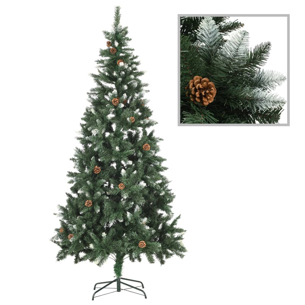 Vidaxl Kunstkerstboom with pine cones and white glitter 210 cm