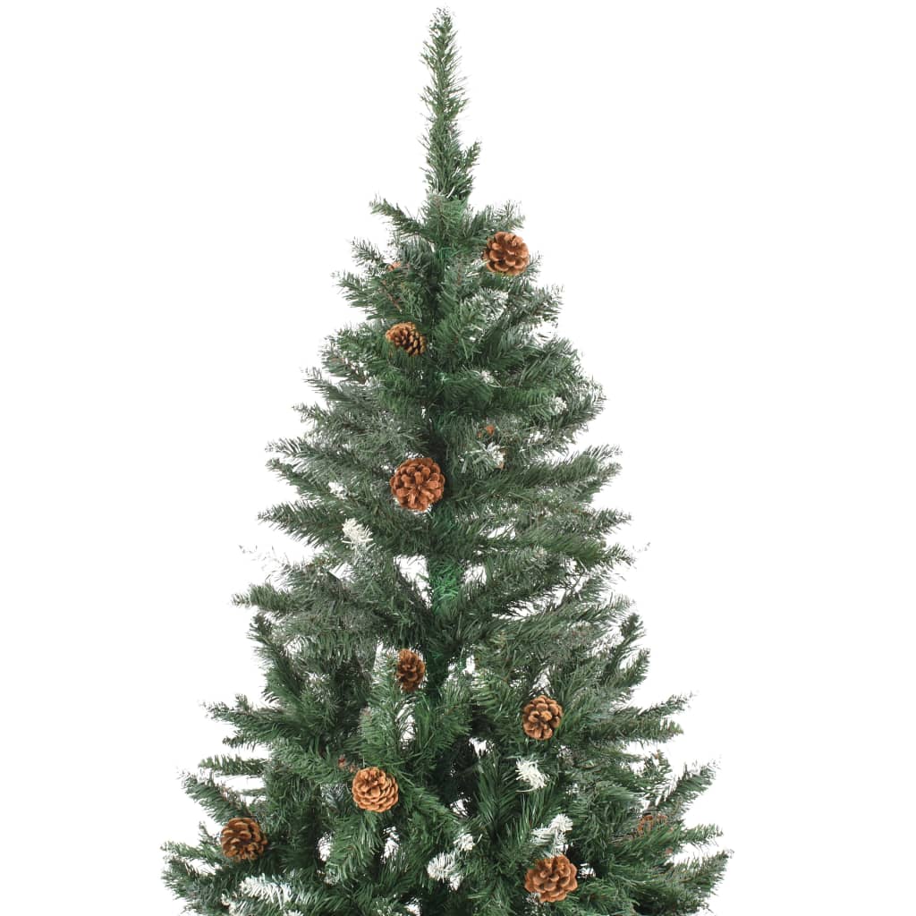 Vidaxl Kunstkerstboom con coni di pino e glitter bianchi 210 cm