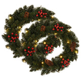 Vidaxl Couronnes de Noël 2 ST avec décoration 45 cm vert