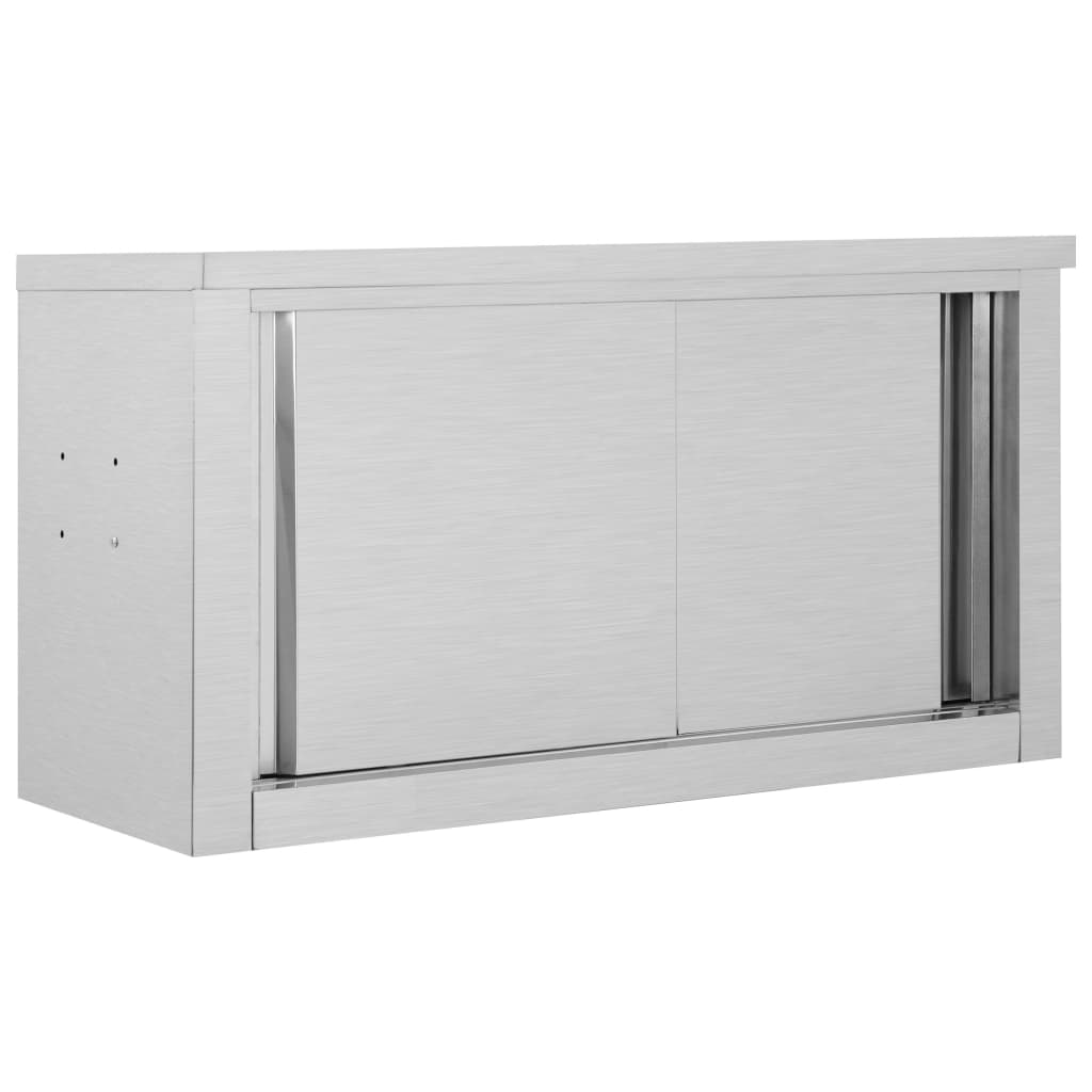 Vidaxl kitchen wall cupboard with sliding doors 90x40x50 cm stainless steel