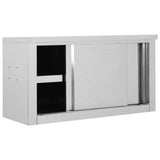 Armario de pared de cocina Vidaxl con puertas correderas de acero inoxidable de 90x40x50 cm