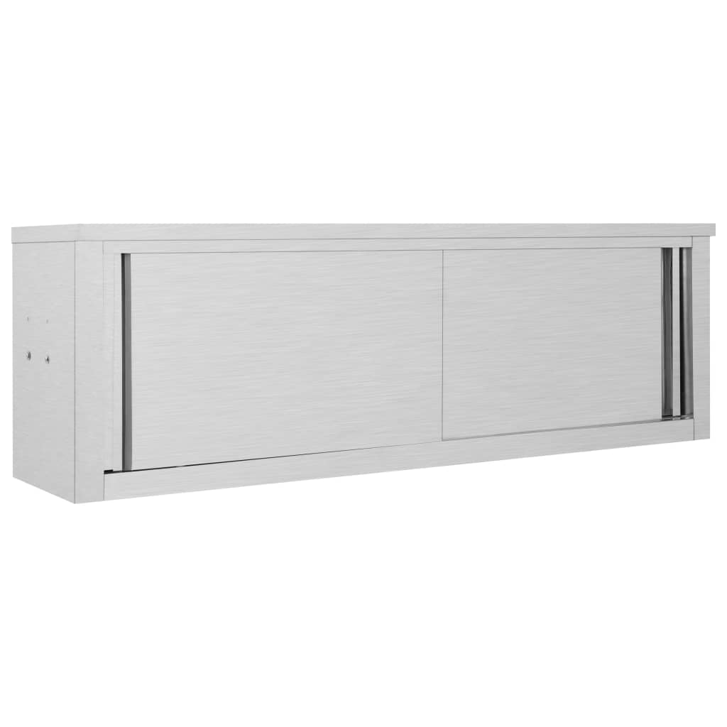 Vidaxl kitchen wall cupboard with sliding doors 150x40x50 cm stainless steel