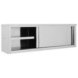 Vidaxl kitchen wall cupboard with sliding doors 150x40x50 cm stainless steel