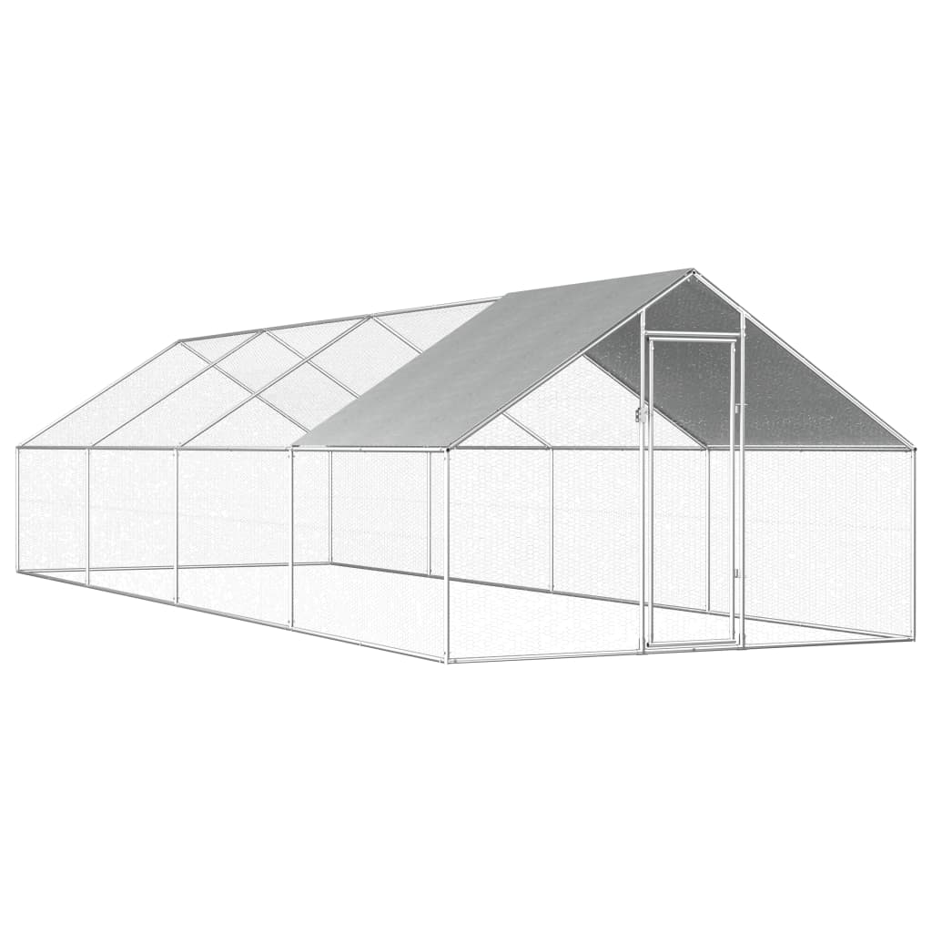 Vidaxl Chicken Coop 2.75x8x1.92 m Acciaio zincato