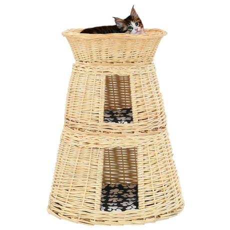 Vidaxx ensemble panier pour chat 3 pièces avec coussins 47x34x60cm saule naturel