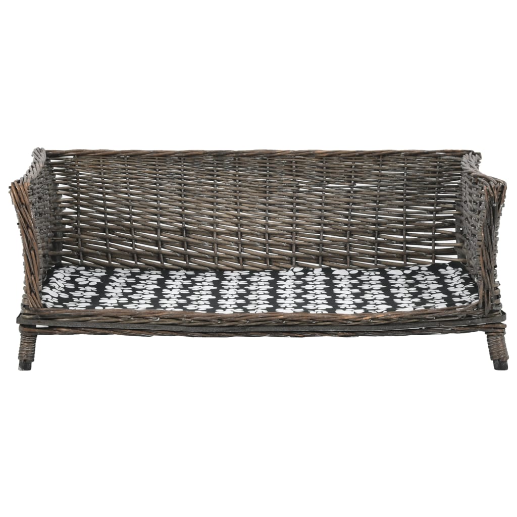 Vidaxl Hundekorb mit Kissen 90x54x35 cm Natural Willows Grau