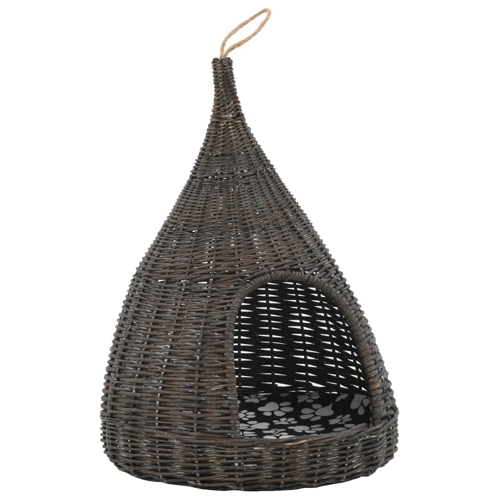 Vidaxl Cat House mit Kissen Tipi 40x60 cm Natural Willows grau