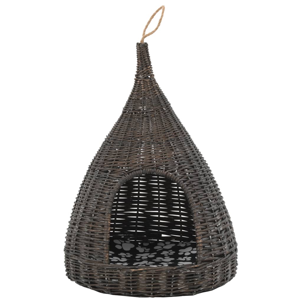 Vidaxl Cat House con cuscino tipi 40x60 cm salici naturali grigio