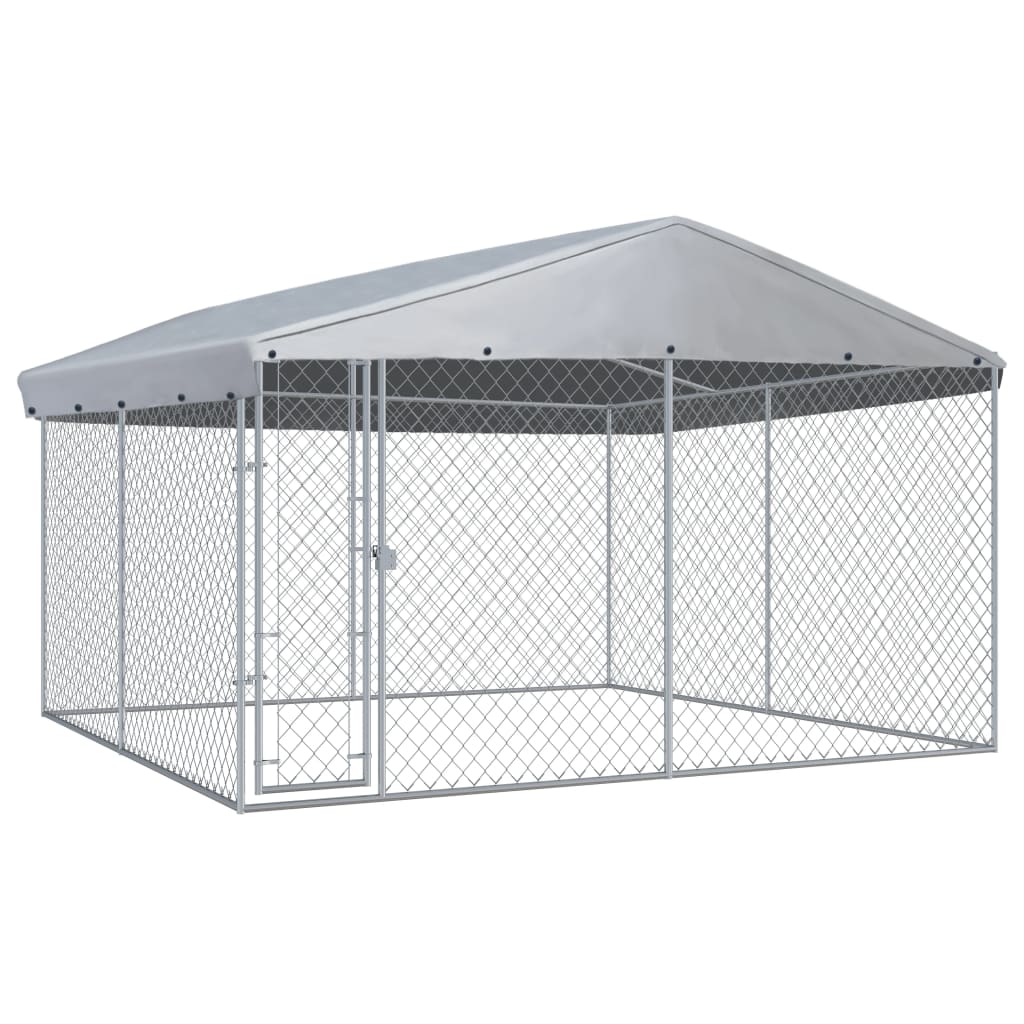 Vidaxl dog kennel for outside with roof 382x382x225 cm