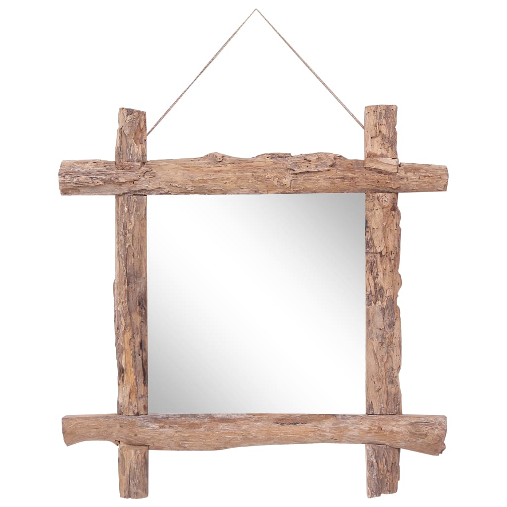 Vidaxl miroir en bois blocks70x70 cm teck recyclé naturel