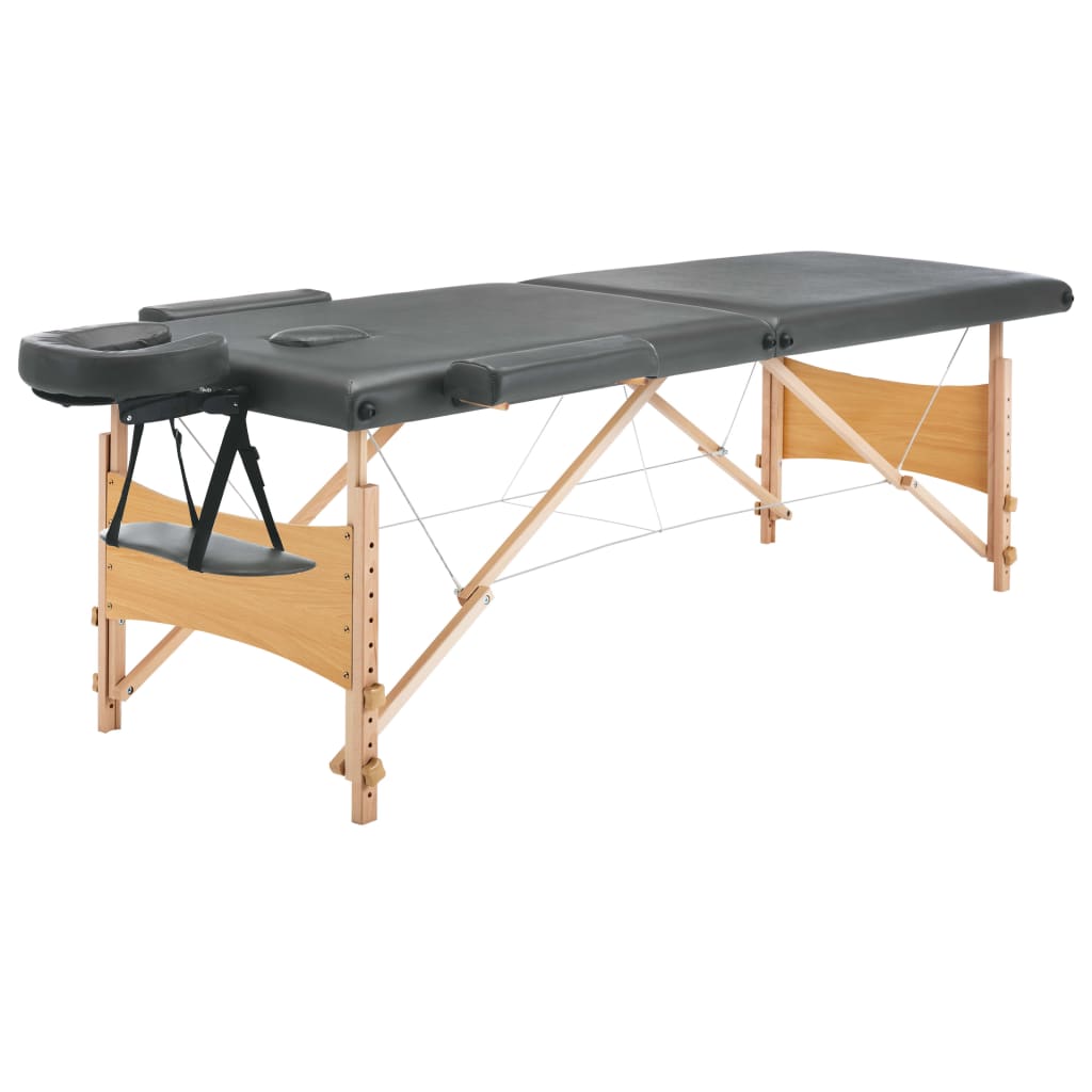 Vidaxl massagetafel met 2 zones 186x68 cm houten frame antraciet