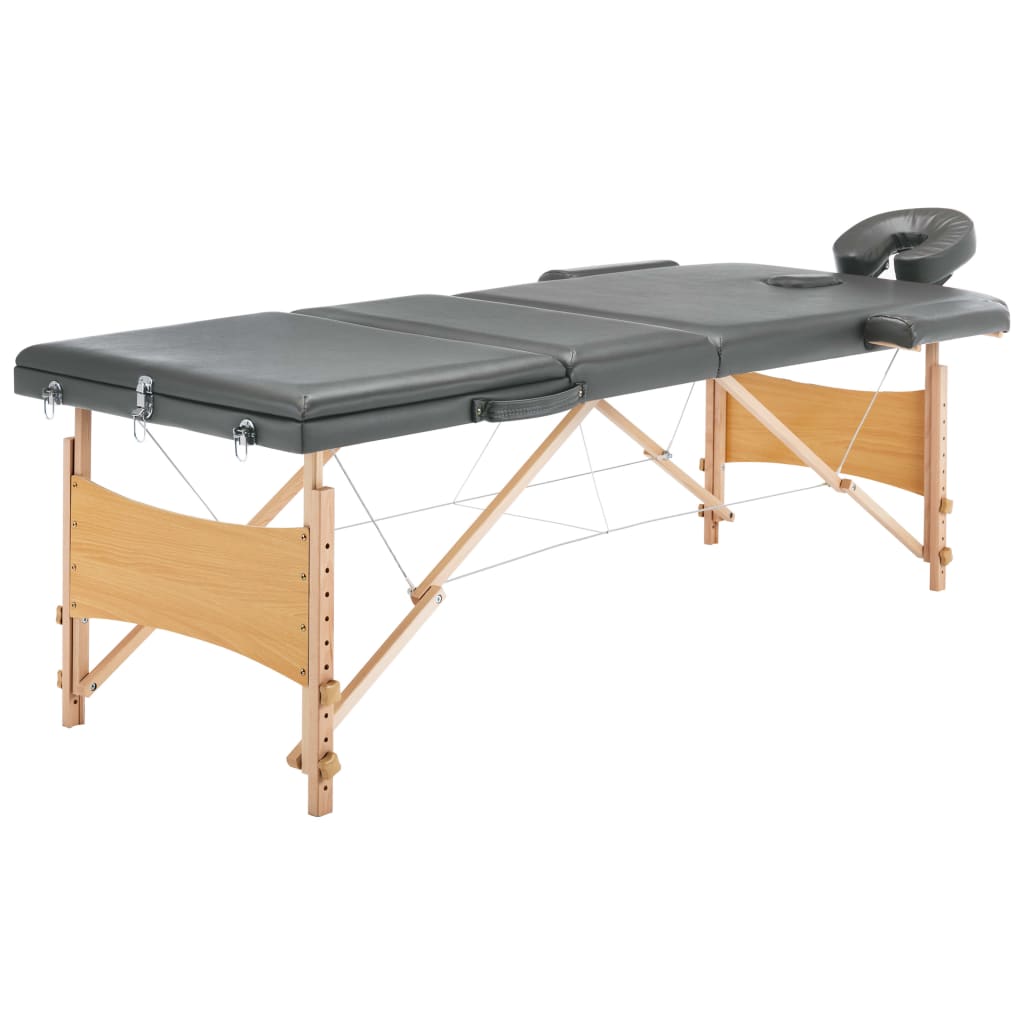 Vidaxl -Massage -Tabelle mit 3 Zonen 186x68 cm Holzrahmen Anthrazit