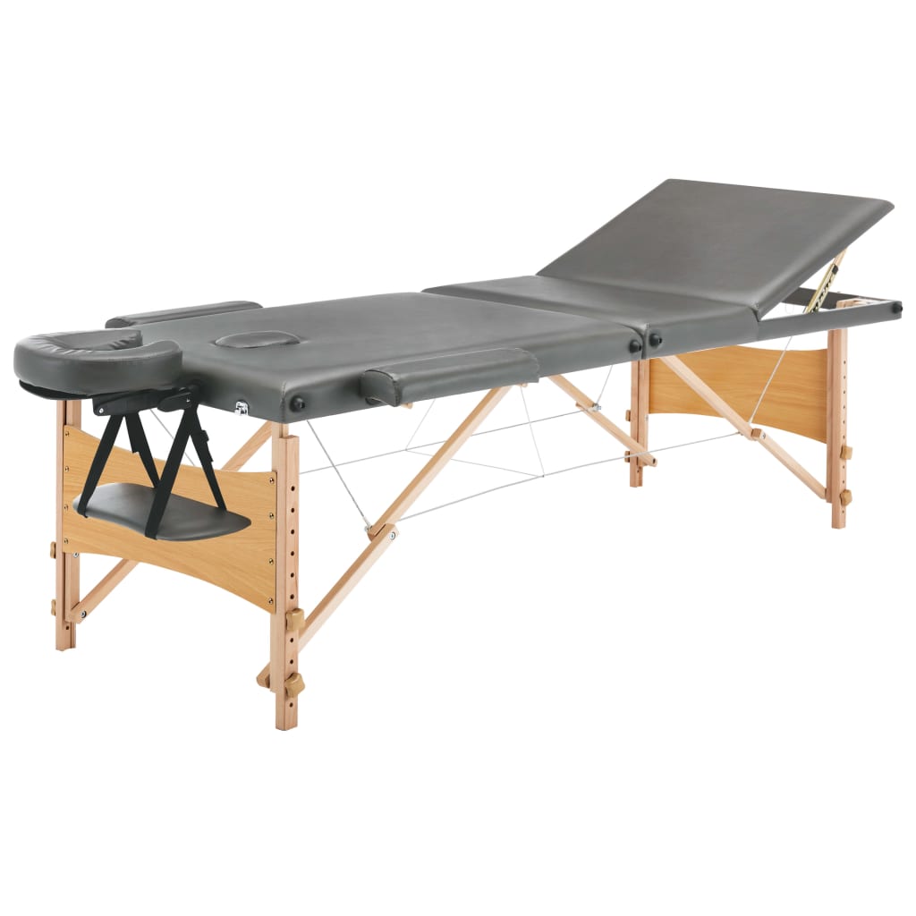 Vidaxl -Massage -Tabelle mit 3 Zonen 186x68 cm Holzrahmen Anthrazit