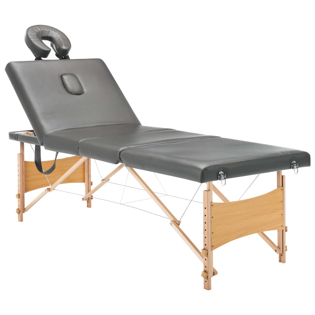 Table de massage Vidaxl avec 4 zones 186x68 cm Cadre en bois anthracite