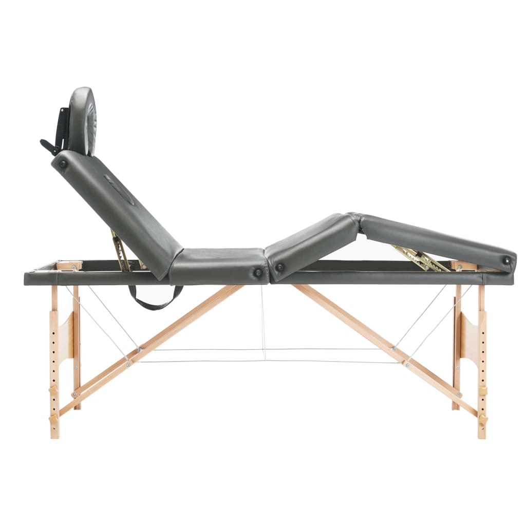 Vidaxl massage table with 4 zones 186x68 cm wooden frame anthracite