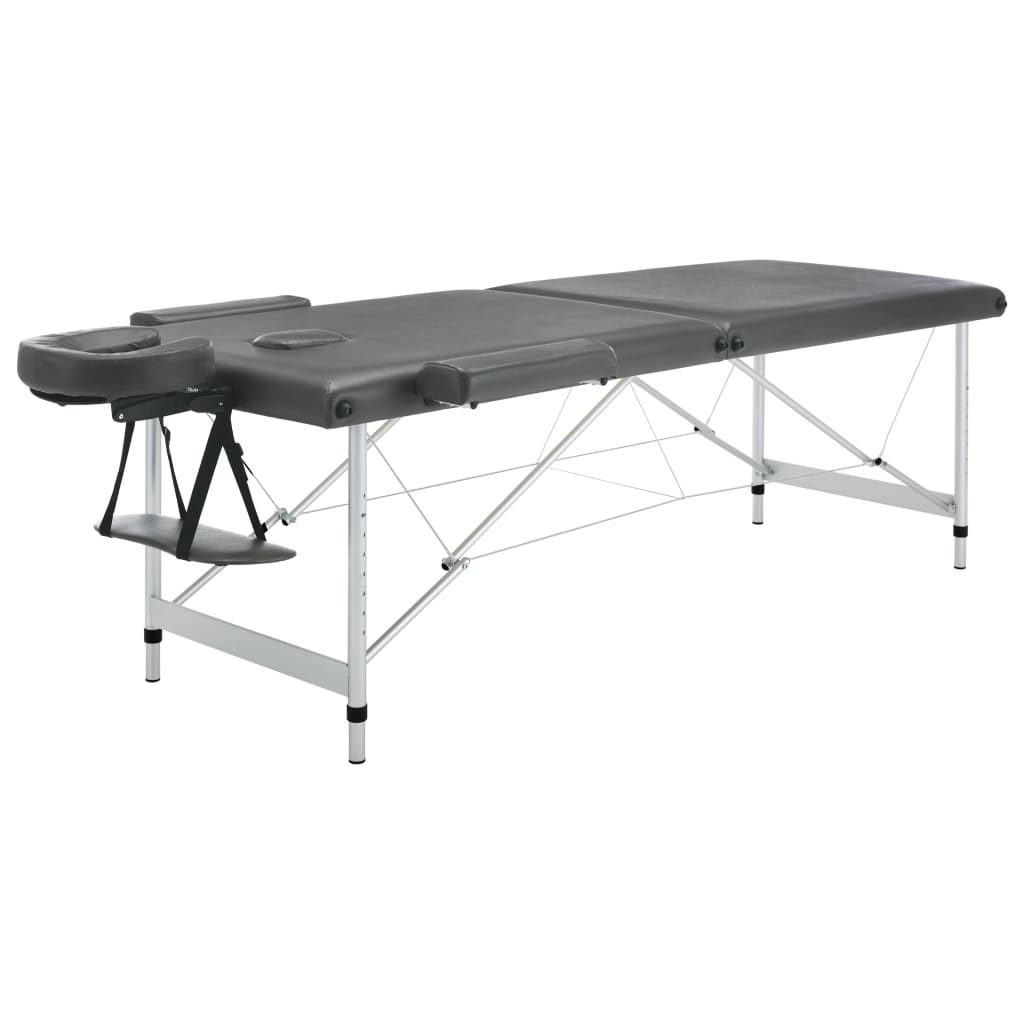 Vidaxl -Massage -Tabelle mit 2 Zonen 186x68 cm Aluminiumrahmen Anthrazit