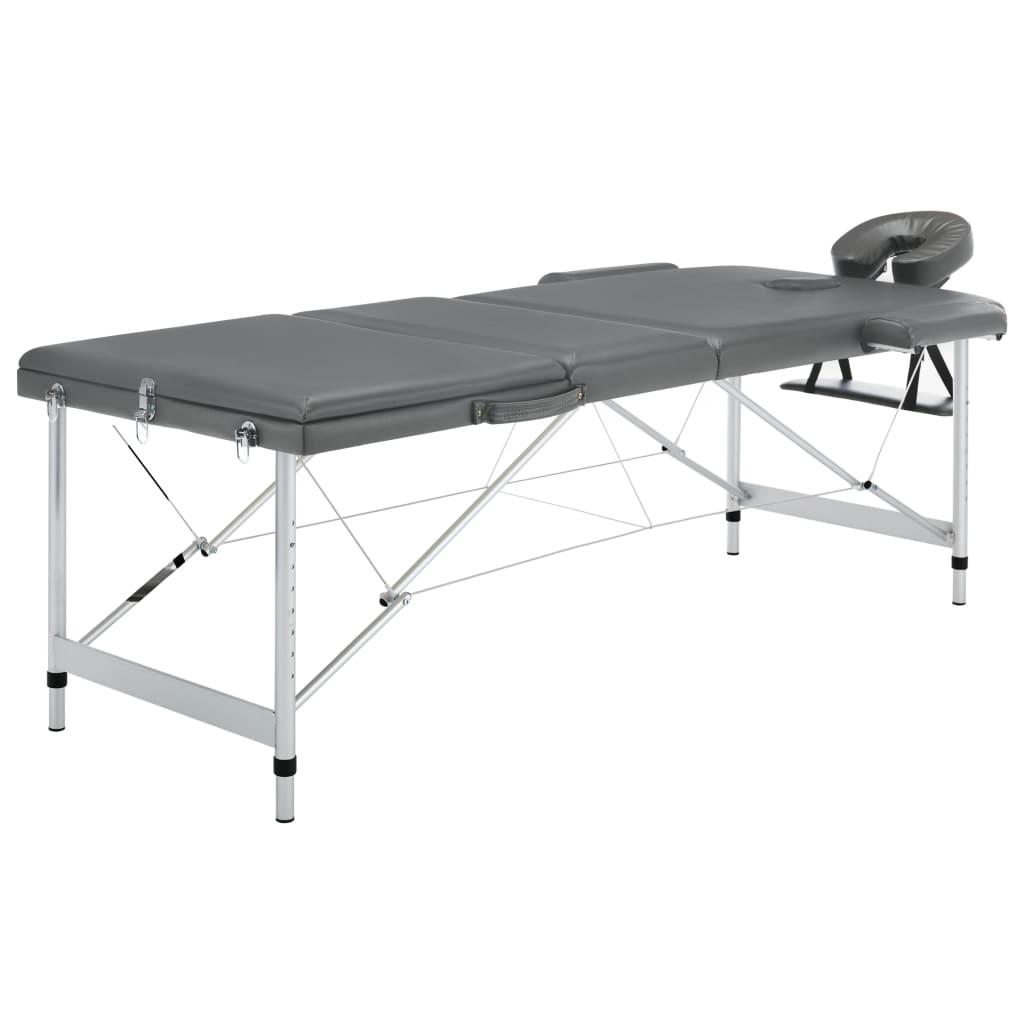 Vidaxl -Massage -Tabelle mit 3 Zonen 186x68 cm Aluminiumrahmen Anthrazit