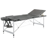 Vidaxl -Massage -Tabelle mit 3 Zonen 186x68 cm Aluminiumrahmen Anthrazit