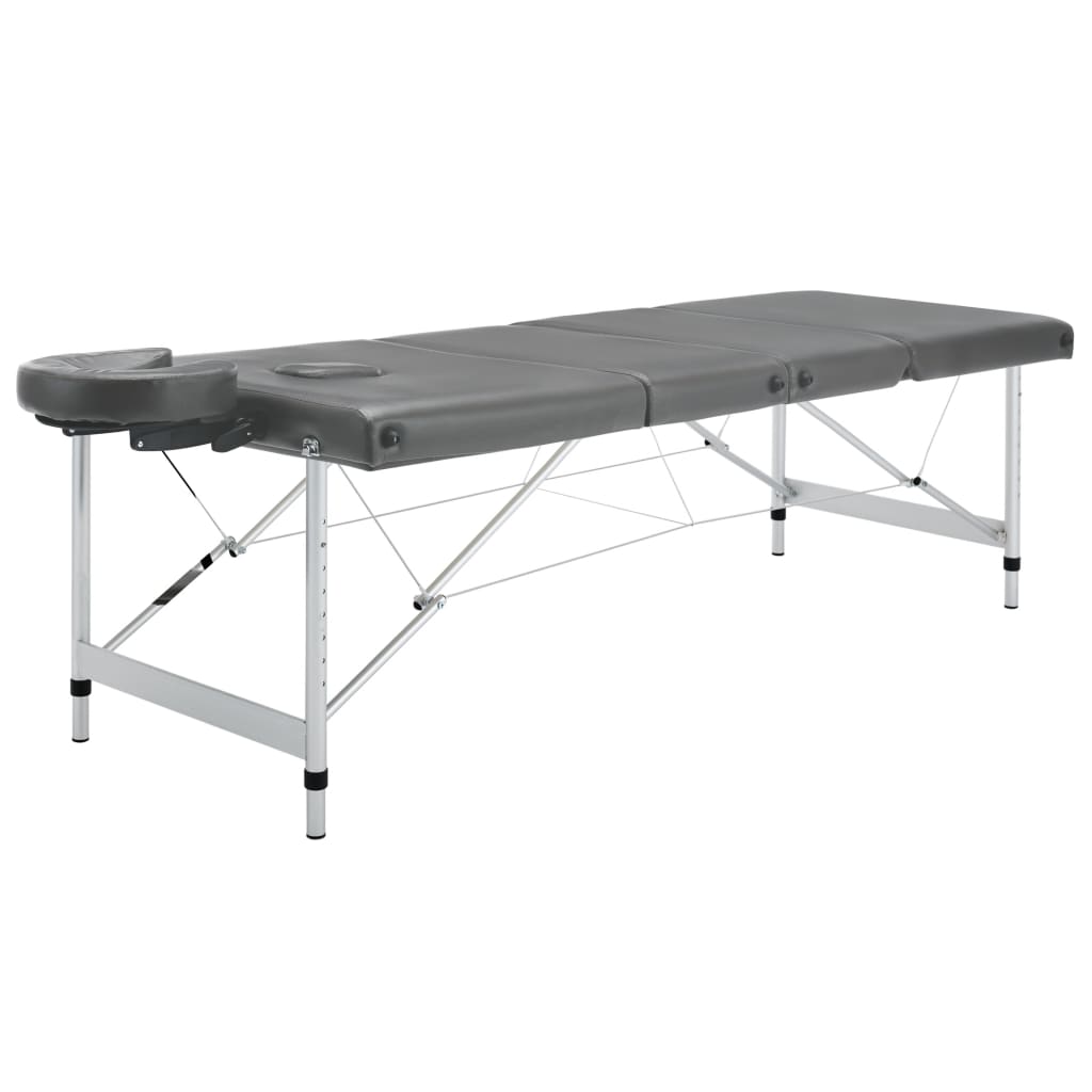 VidaXL Massagetafel met 4 zones 186x68 cm aluminium frame antraciet