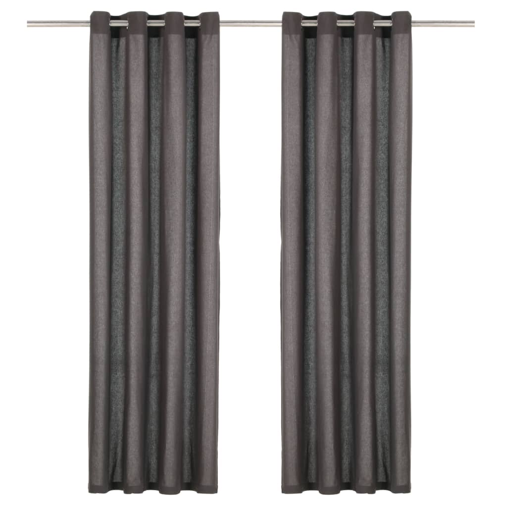 VIDAXL -Vorhänge mit Metallringen 2 PCs 140x245 cm Baumwoll -Anthrazit