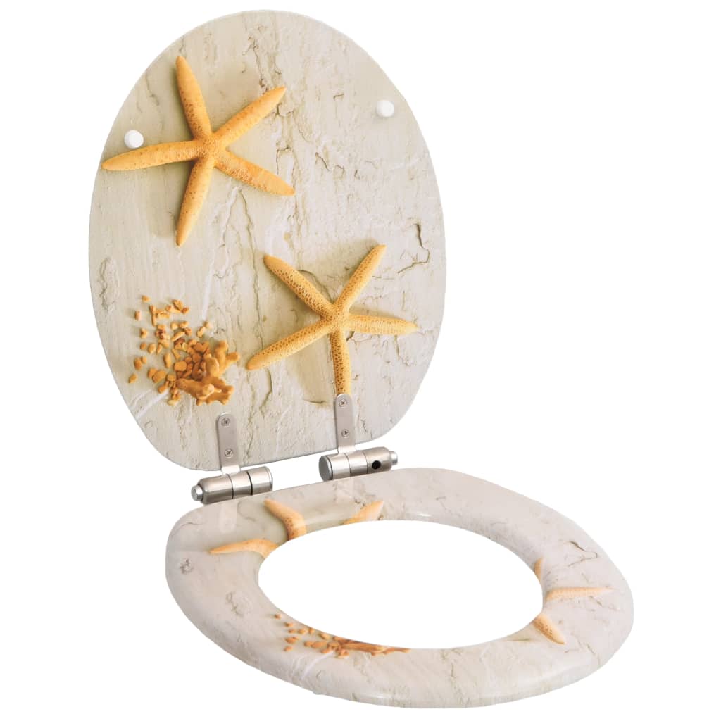 Vidaxl toalettstolar 2 st med mjuka nära lock MDF STARFISH DESIGN