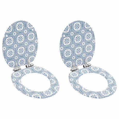 Abattants de toilette VidaXL 2 pcs avec couvercles à fermeture douce design en porcelaine MDF