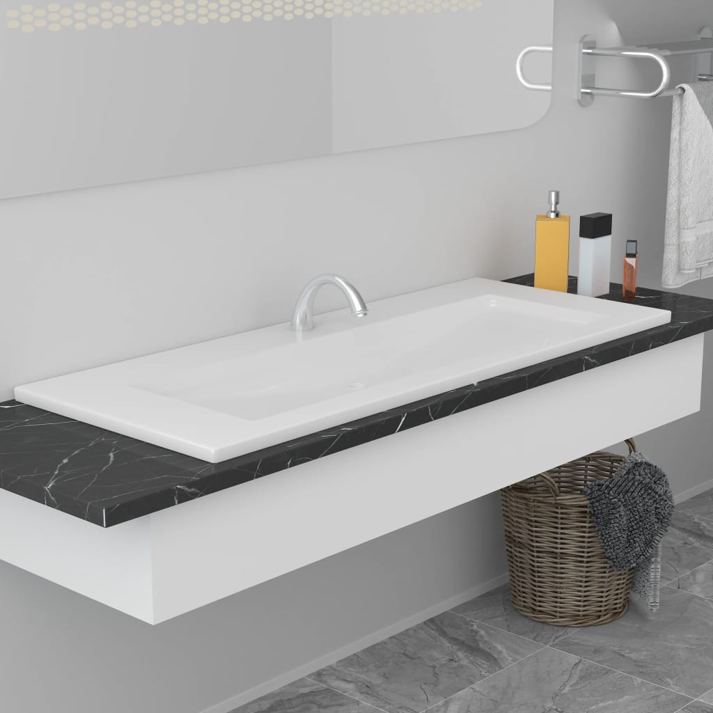 Vidaxl Build -in Tabella di lavaggio 101x39.5x18,5 cm bianco ceramico