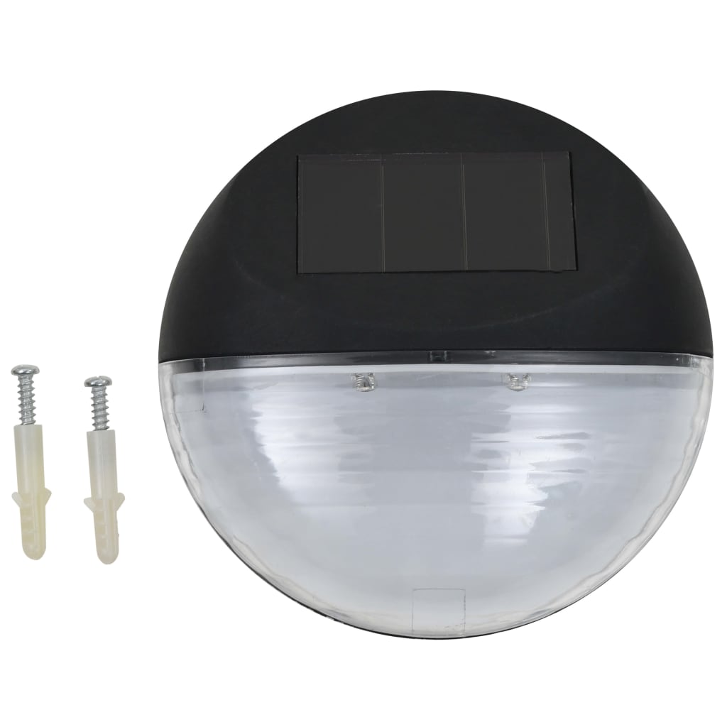 Vidaxl Lampade a parete solare LED 24 mtre rotonde nera