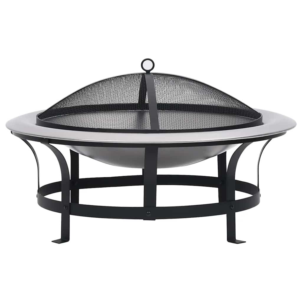 Vidaxl garden fire with grill 76 cm stainless steel