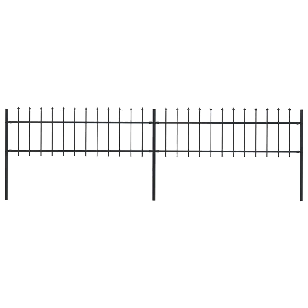 Vidaxl Garden Fence With Spears Top 3.4x0.6 m de acero negro