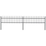 Vidaxl garden fence with spears top 3.4x0.6 m steel black