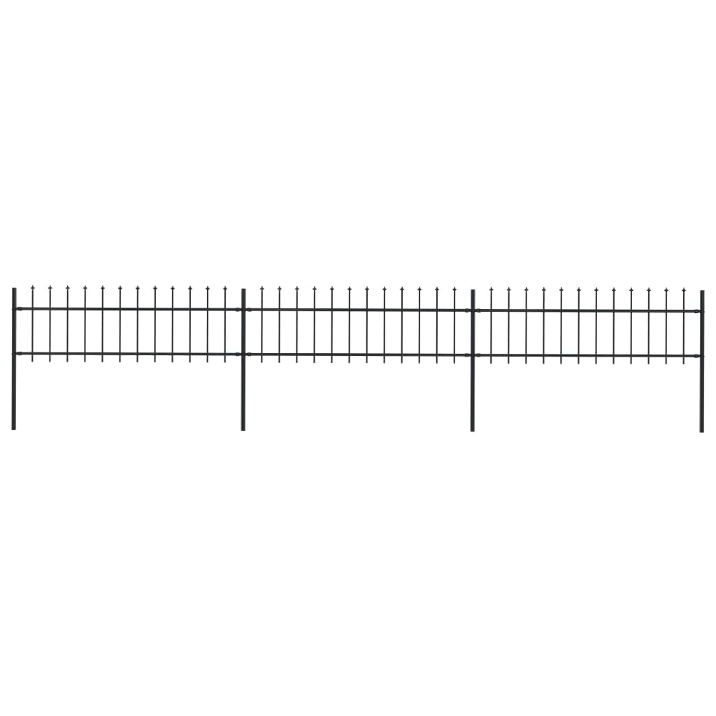 Vidaxl garden fence with spears top 5.1x0.6 m steel black