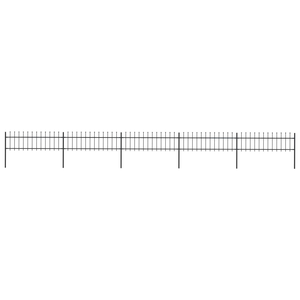 Vidaxl garden fence with spears top 8.5x0.6 m steel black