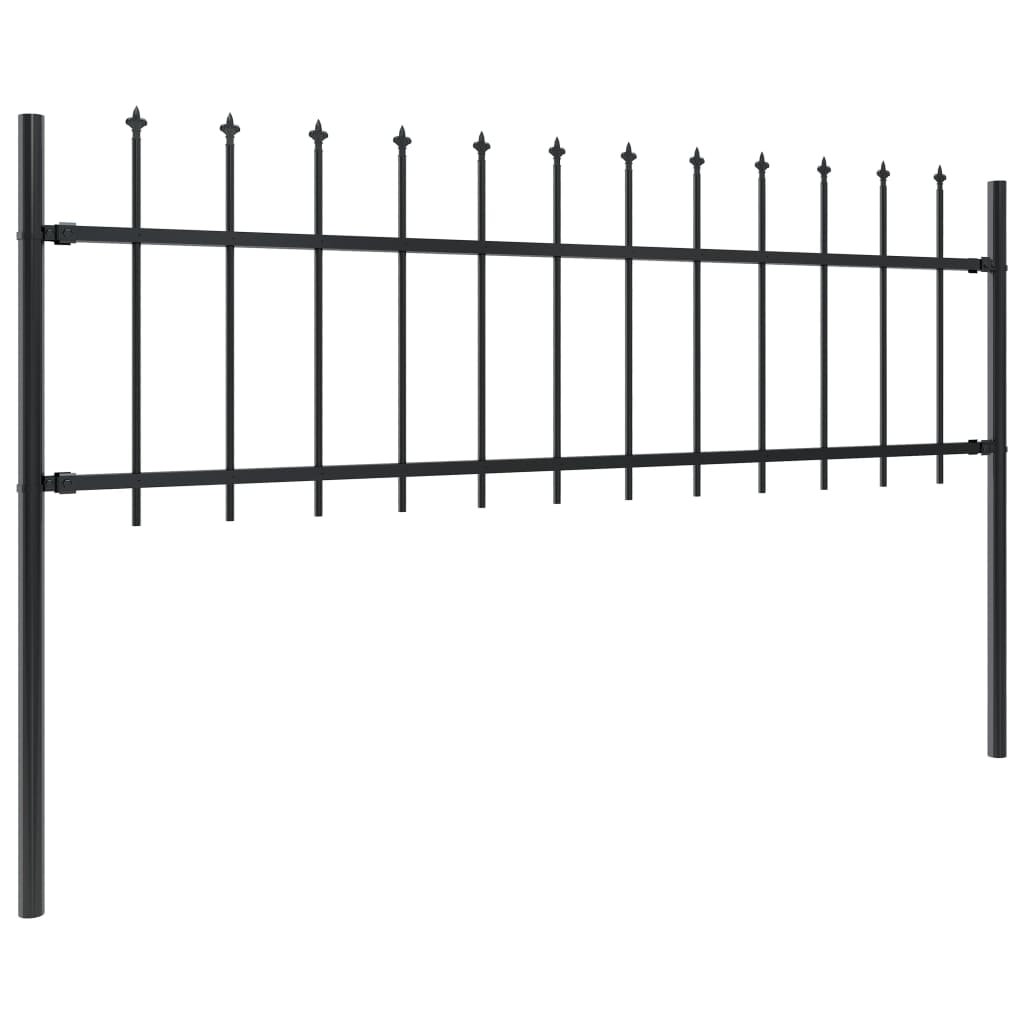 Vidaxl Garden Fence With Spears Top 13.6x0.6 M stål svart