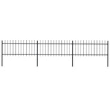 Vidaxl garden fence with spears top 5.1x0.8 m steel black