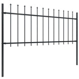 Vidaxl garden fence with spears top 5.1x0.8 m steel black