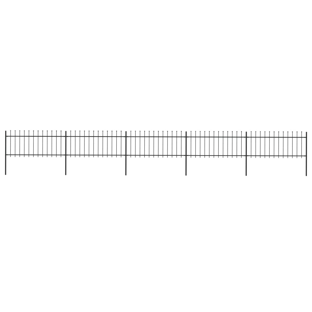 Vidaxl garden fence with spears top 8.5x0.8 m steel black