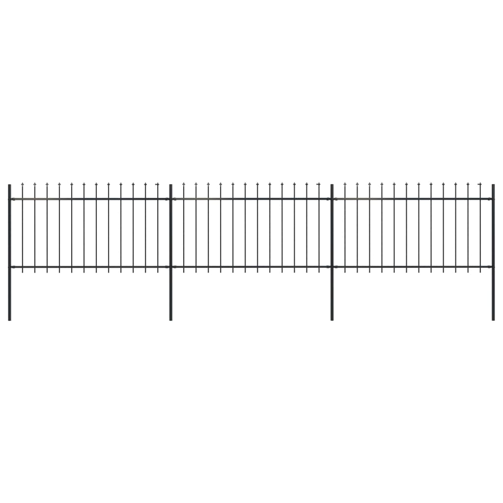 Vidaxl garden fence with spears top 5.1x1 m steel black