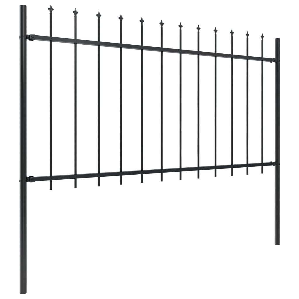 Vidaxl garden fence with spears top 5.1x1 m steel black