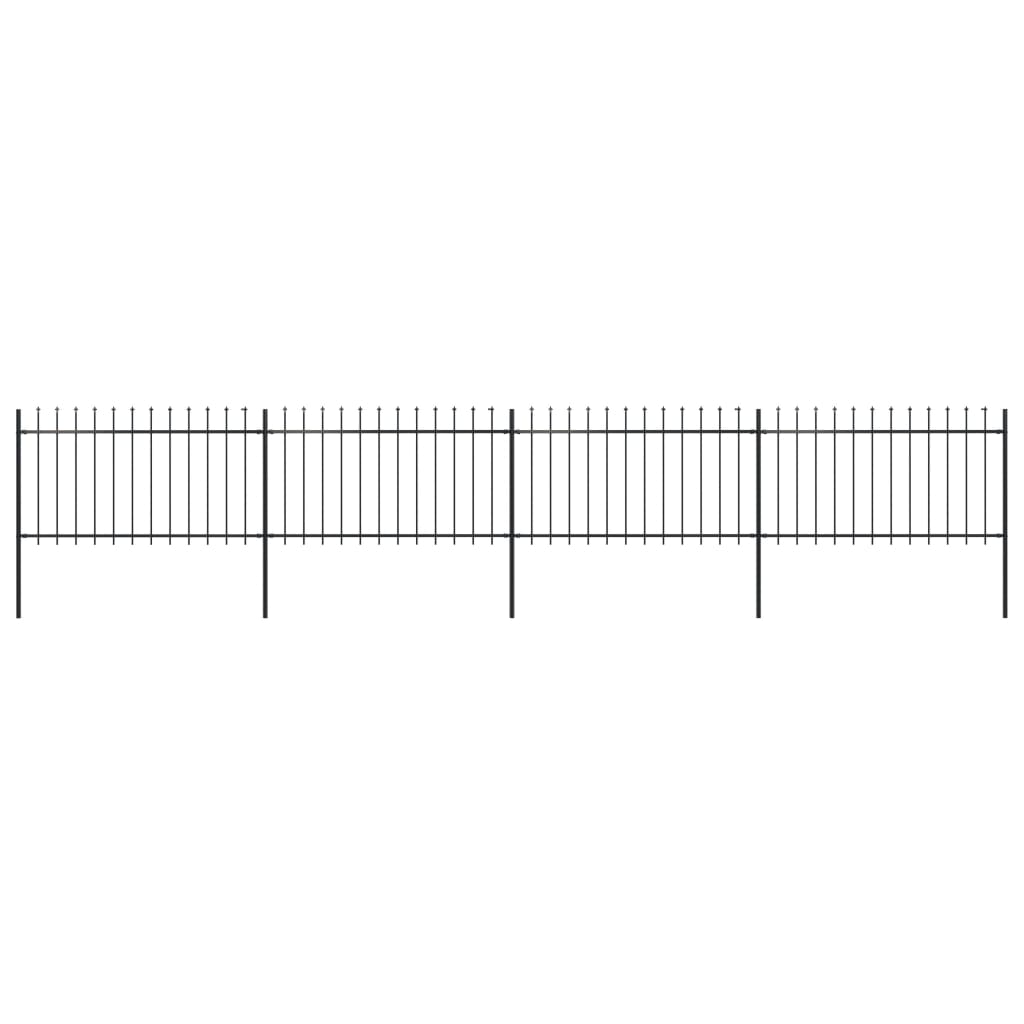 Vidaxl garden fence with spears top 6.8x1 m steel black