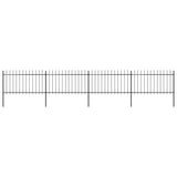 Vidaxl garden fence with spears top 6.8x1 m steel black