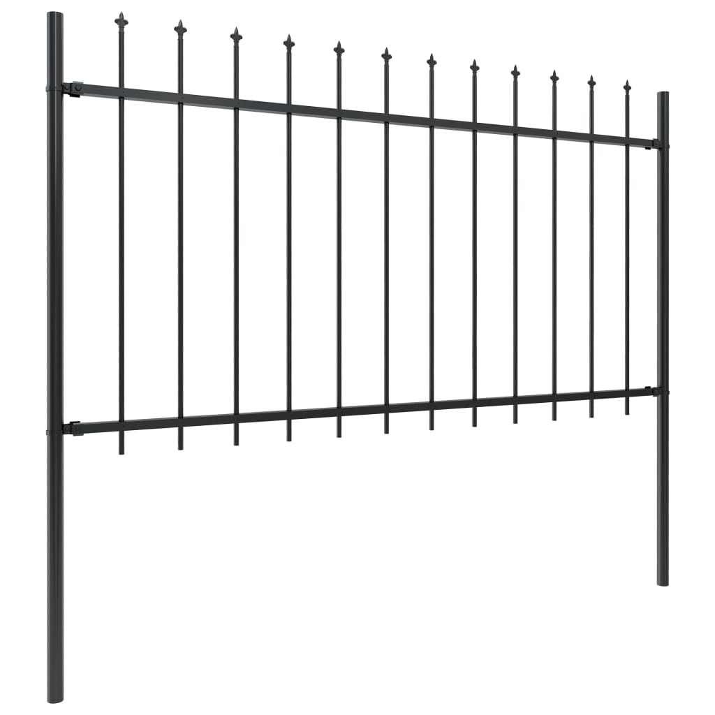 Vidaxl garden fence with spears top 8.5x1 m steel black