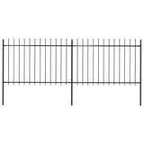 Vidaxl garden fence with spears top 3.4x1.2 m steel black