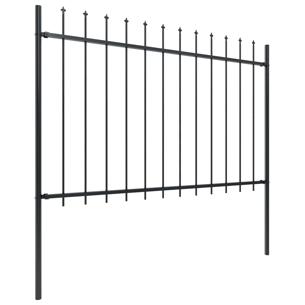 Vidaxl garden fence with spears top 3.4x1.2 m steel black