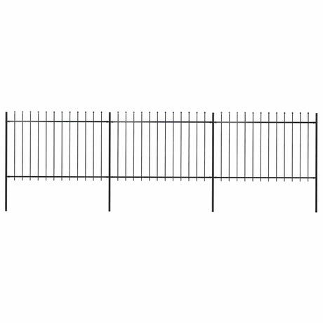 Vidaxl Garden Fence avec Spears Top 5.1x1,2 m en acier noir